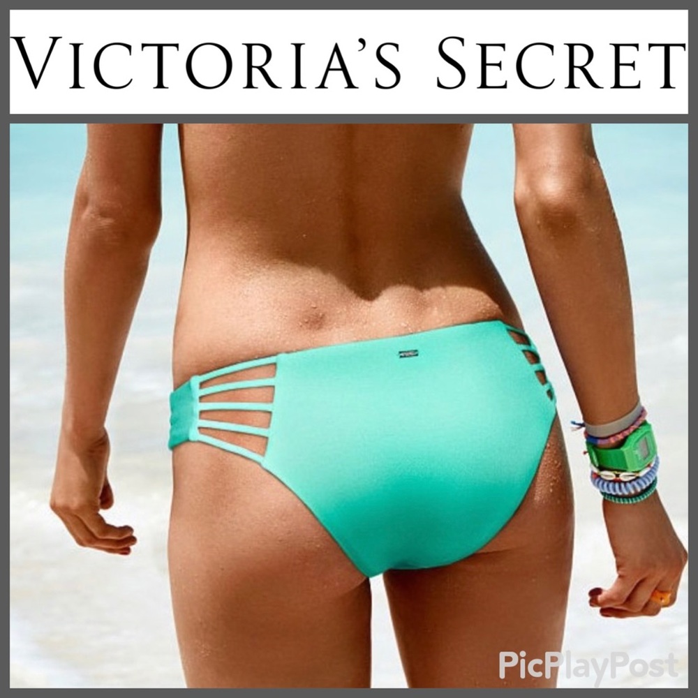 Pink VS Bikini Strappy Swim Bottom Green Mint Frost NWOT S NO OFFERS